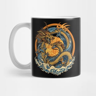 Vintage Japanese Dragon Sun Tattoo Design Mug